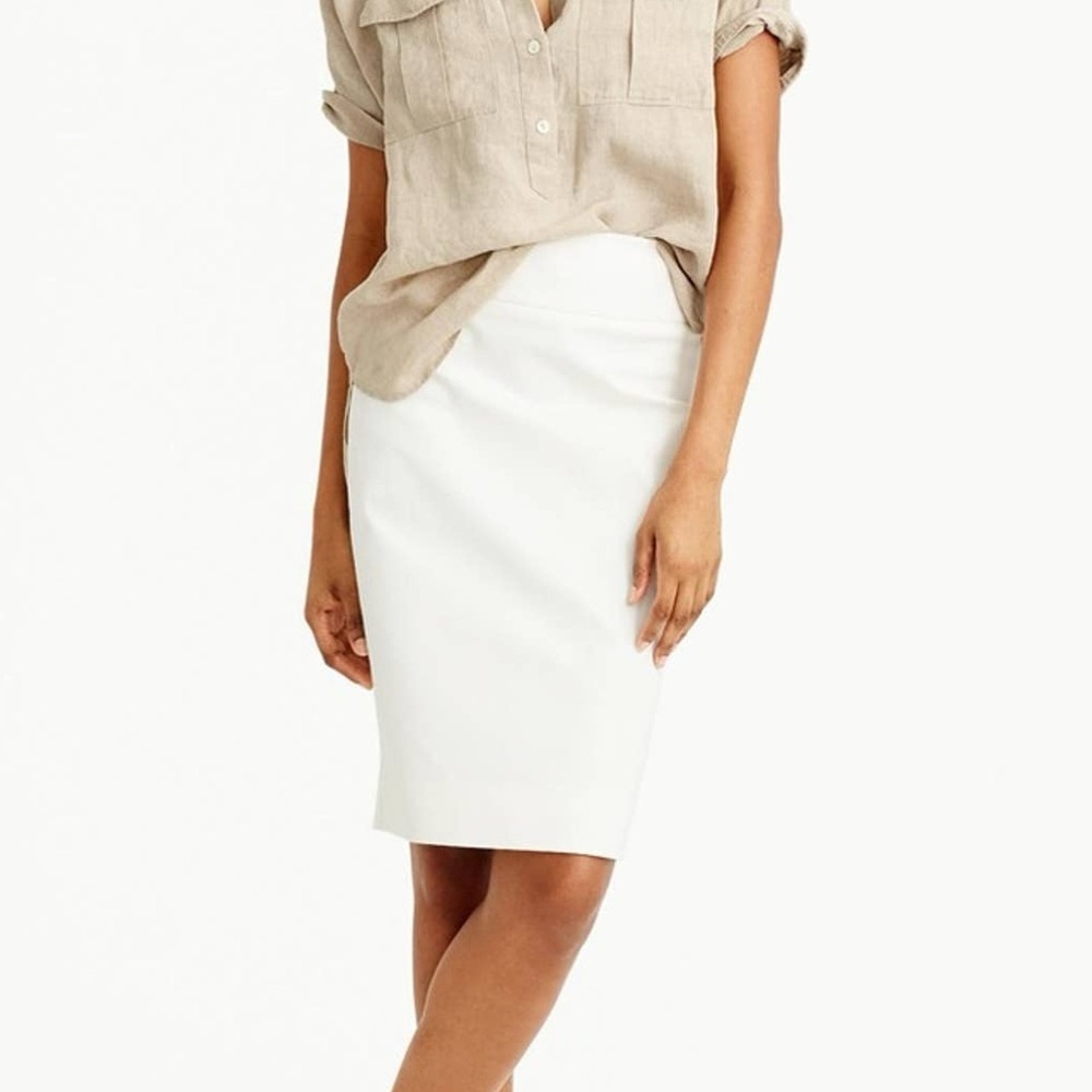 NWT J. Crew White Pencil Skirt Knee-Length Midi